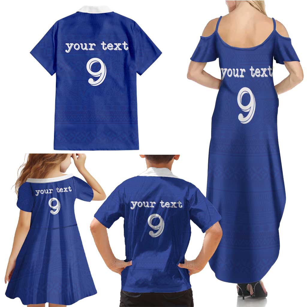 Custom Fijian Football Family Matching Summer Maxi Dress and Hawaiian Shirt Tapa Pattern and Shark Tribal LT03 - Polynesian Pride