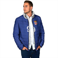 Custom Fijian Football Padded Jacket Tapa Pattern and Shark Tribal