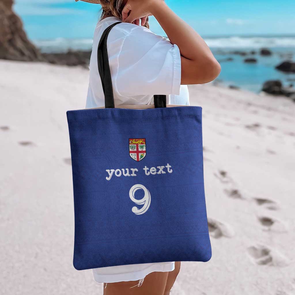 Custom Fijian Football Tote Bag Tapa Pattern and Shark Tribal