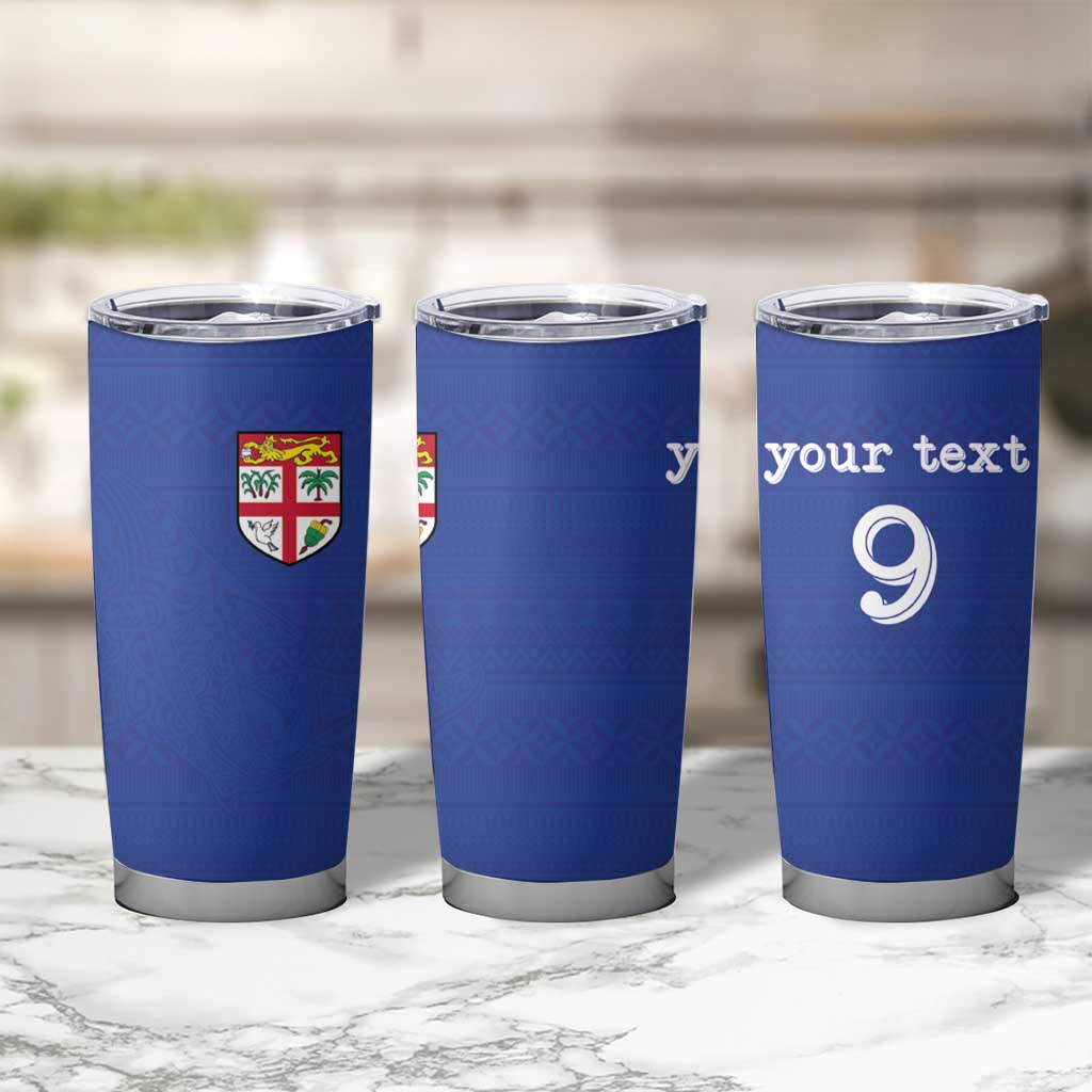 Custom Fijian Football Tumbler Cup Tapa Pattern and Shark Tribal