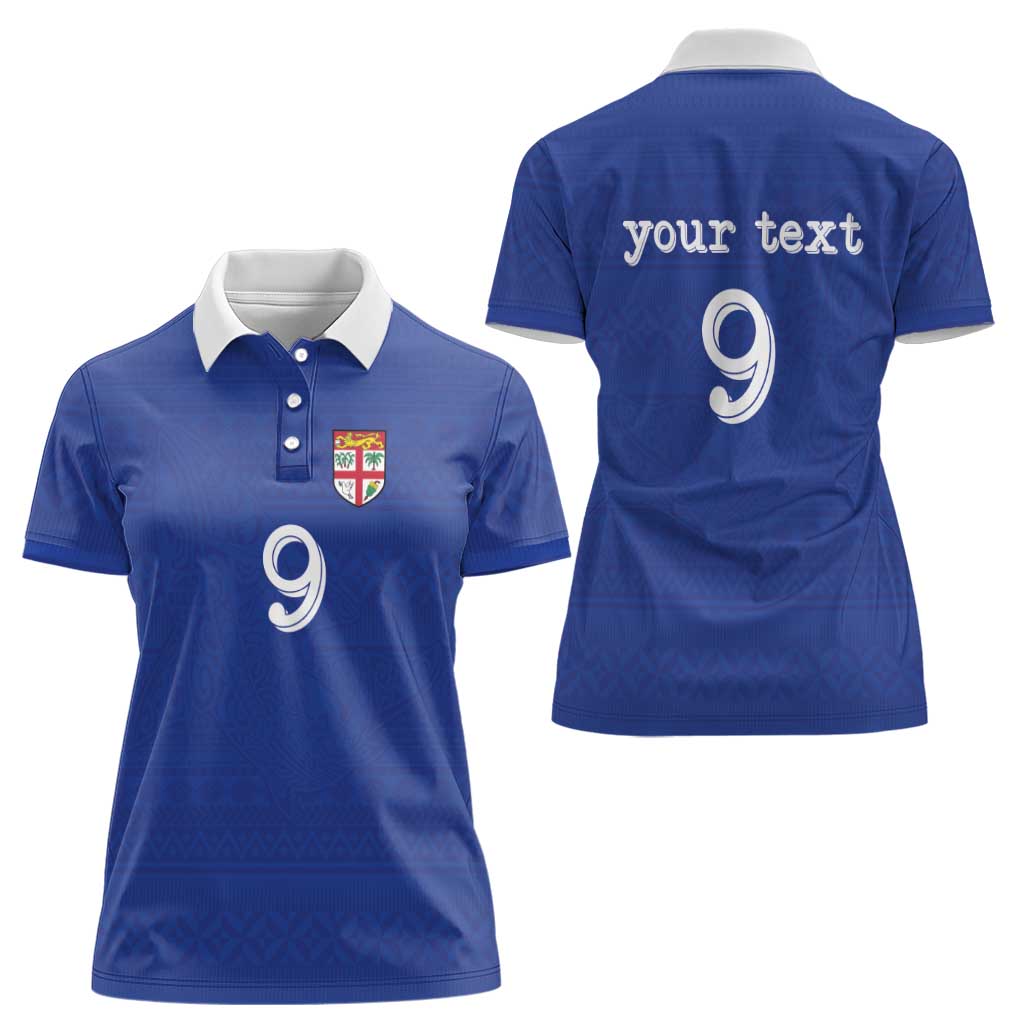 Custom Fijian Football Women Polo Shirt Tapa Pattern and Shark Tribal