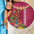 Hawaii Plumeria Lei Beach Blanket Tiki and Kakau Pattern Pink Color