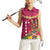 Hawaii Plumeria Lei Women Sleeveless Polo Shirt Tiki and Kakau Pattern Pink Color