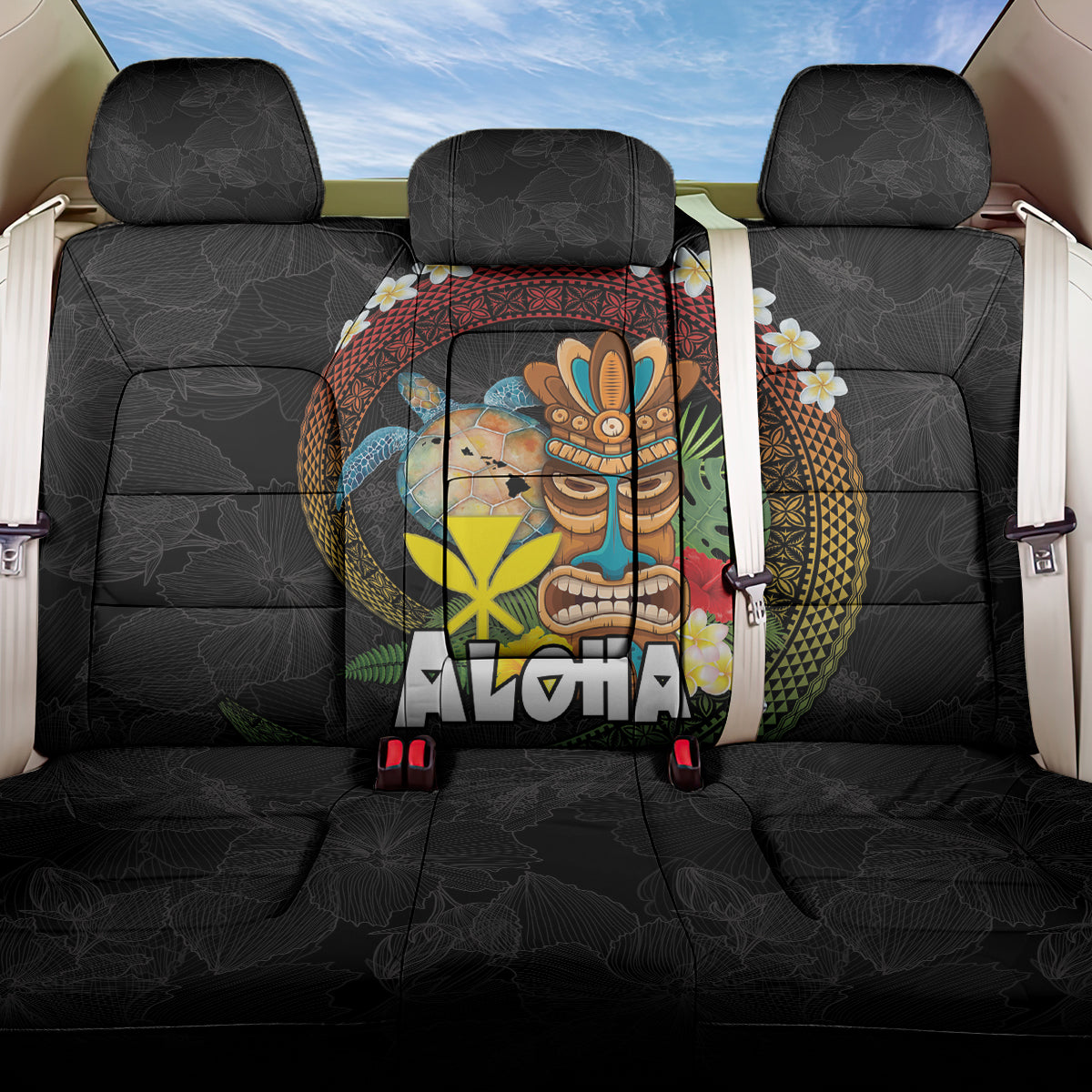 Aloha Hawaii Back Car Seat Cover Kanaka Maoli with Polynesian Spiral Plumeria LT03