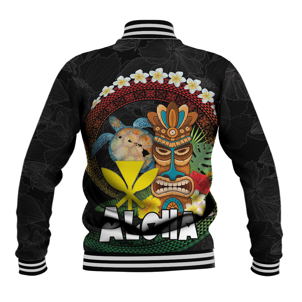 Aloha Hawaii Baseball Jacket Kanaka Maoli with Polynesian Spiral Plumeria