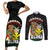 Aloha Hawaii Couples Matching Short Sleeve Bodycon Dress and Long Sleeve Button Shirt Kanaka Maoli with Polynesian Spiral Plumeria