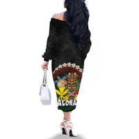 Aloha Hawaii Family Matching Off The Shoulder Long Sleeve Dress and Hawaiian Shirt Kanaka Maoli with Polynesian Spiral Plumeria LT03 - Polynesian Pride