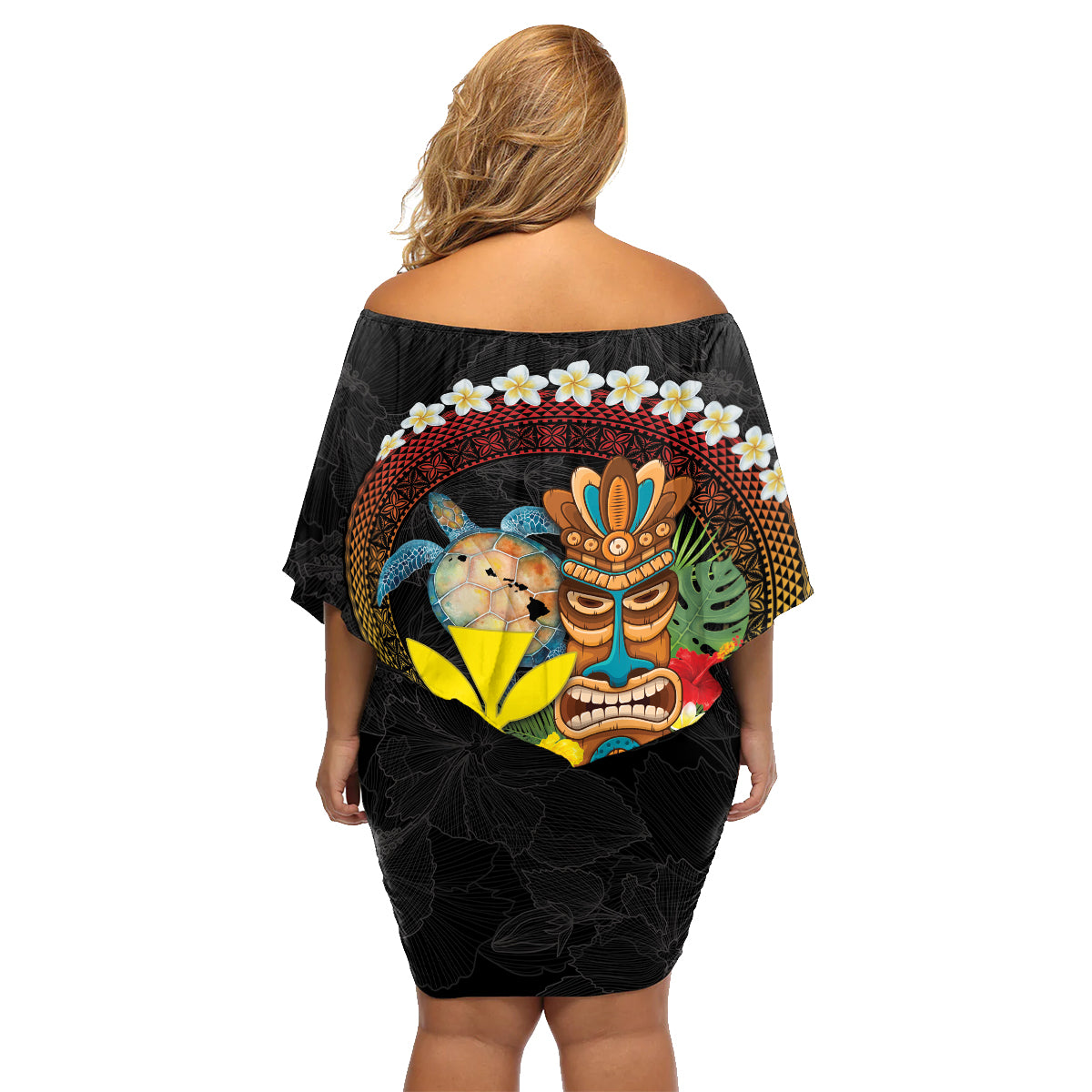 Aloha Hawaii Family Matching Off Shoulder Short Dress and Hawaiian Shirt Kanaka Maoli with Polynesian Spiral Plumeria LT03 - Polynesian Pride