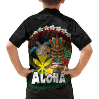 Aloha Hawaii Family Matching Tank Maxi Dress and Hawaiian Shirt Kanaka Maoli with Polynesian Spiral Plumeria LT03 - Polynesian Pride