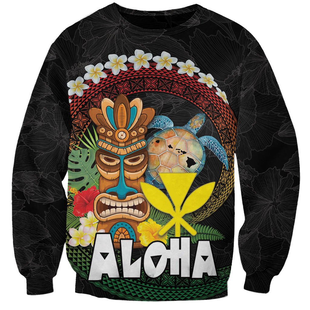 Aloha Hawaii Sweatshirt Kanaka Maoli with Polynesian Spiral Plumeria