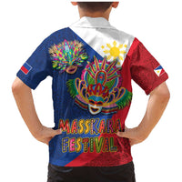 Philippines MassKara Family Matching Mermaid Dress and Hawaiian Shirt Filipino Carnival Mask and Polynesian Pattern LT03 - Polynesian Pride