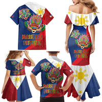 Philippines MassKara Family Matching Mermaid Dress and Hawaiian Shirt Filipino Carnival Mask and Polynesian Pattern LT03 - Polynesian Pride