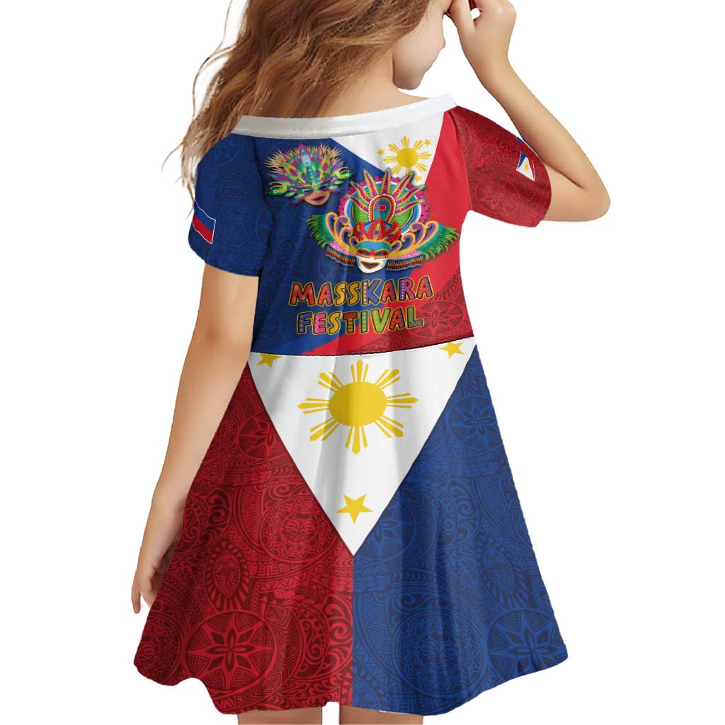 Philippines MassKara Family Matching Short Sleeve Bodycon Dress and Hawaiian Shirt Filipino Carnival Mask and Polynesian Pattern LT03 - Polynesian Pride