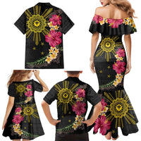 Hawaii and Philippines Together Family Matching Mermaid Dress and Hawaiian Shirt Hibiscus Flower and Sun Badge Polynesian Pattern Coloful LT03 - Polynesian Pride