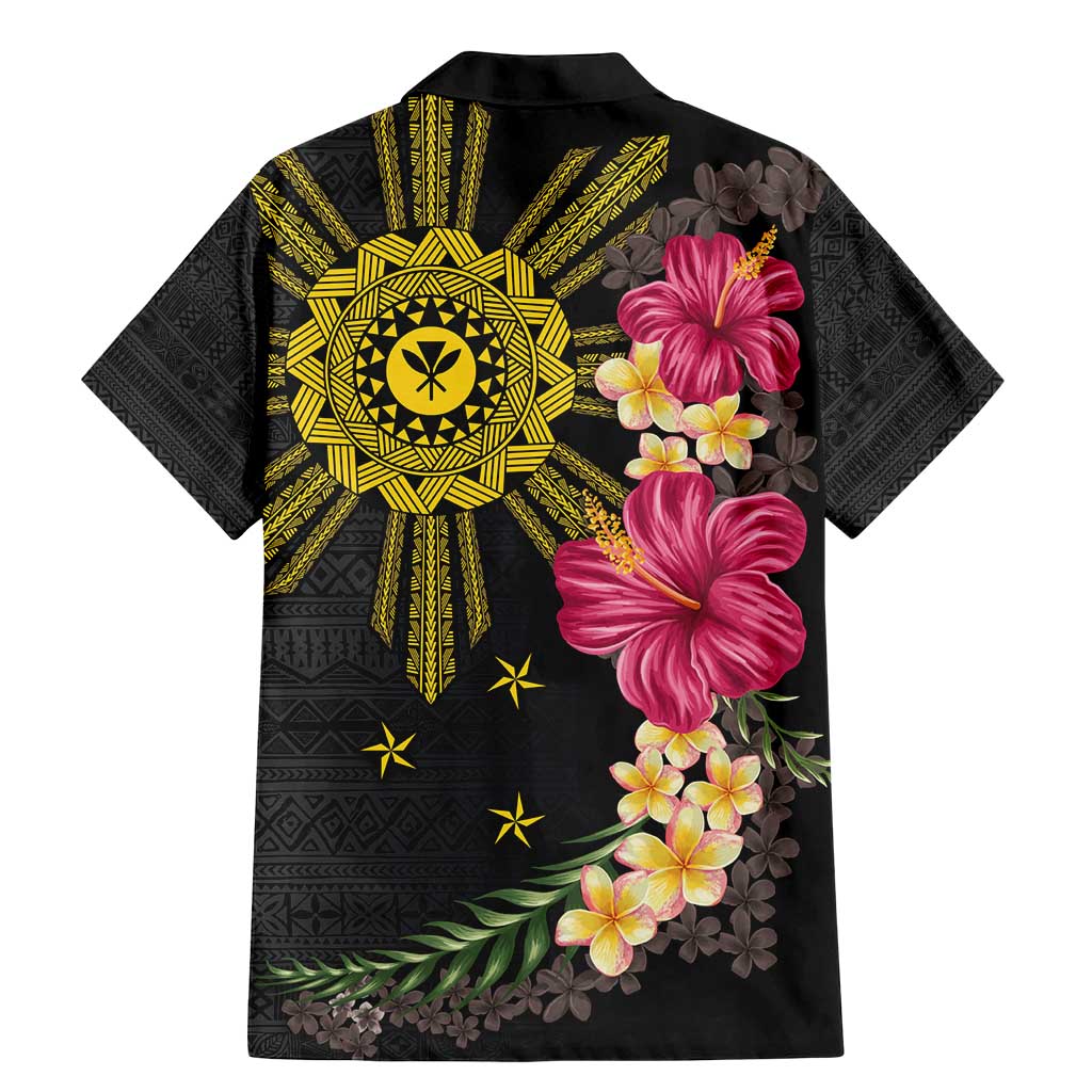 Hawaii and Philippines Together Family Matching Mermaid Dress and Hawaiian Shirt Hibiscus Flower and Sun Badge Polynesian Pattern Coloful LT03 - Polynesian Pride