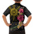 Hawaii and Philippines Together Family Matching Off The Shoulder Long Sleeve Dress and Hawaiian Shirt Hibiscus Flower and Sun Badge Polynesian Pattern Coloful