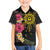 Hawaii and Philippines Together Family Matching Off The Shoulder Long Sleeve Dress and Hawaiian Shirt Hibiscus Flower and Sun Badge Polynesian Pattern Coloful