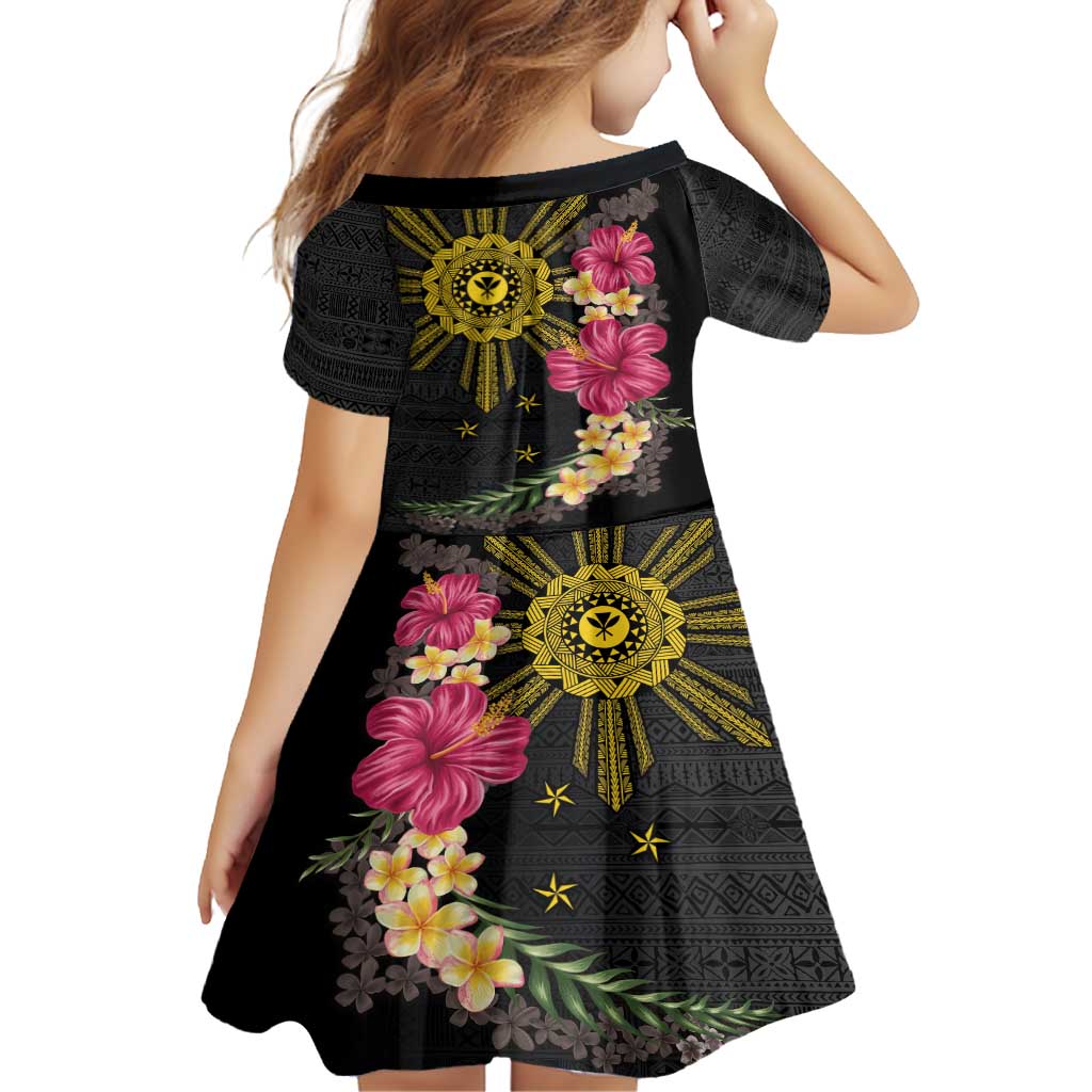 Hawaii and Philippines Together Family Matching Off Shoulder Maxi Dress and Hawaiian Shirt Hibiscus Flower and Sun Badge Polynesian Pattern Coloful LT03 - Polynesian Pride