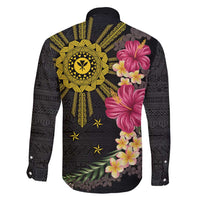 Hawaii and Philippines Together Family Matching Summer Maxi Dress and Hawaiian Shirt Hibiscus Flower and Sun Badge Polynesian Pattern Coloful LT03 - Polynesian Pride