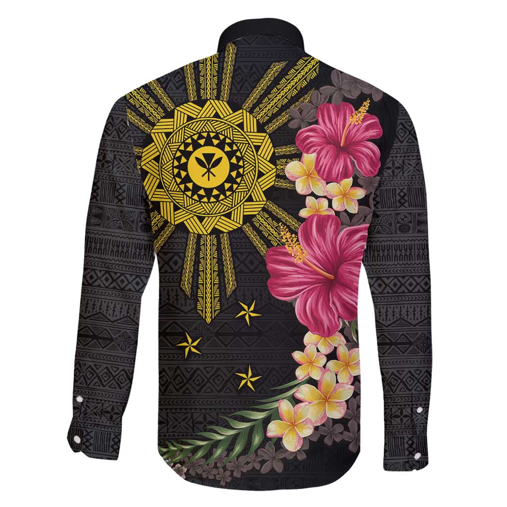 Hawaii and Philippines Together Family Matching Tank Maxi Dress and Hawaiian Shirt Hibiscus Flower and Sun Badge Polynesian Pattern Coloful LT03 - Polynesian Pride