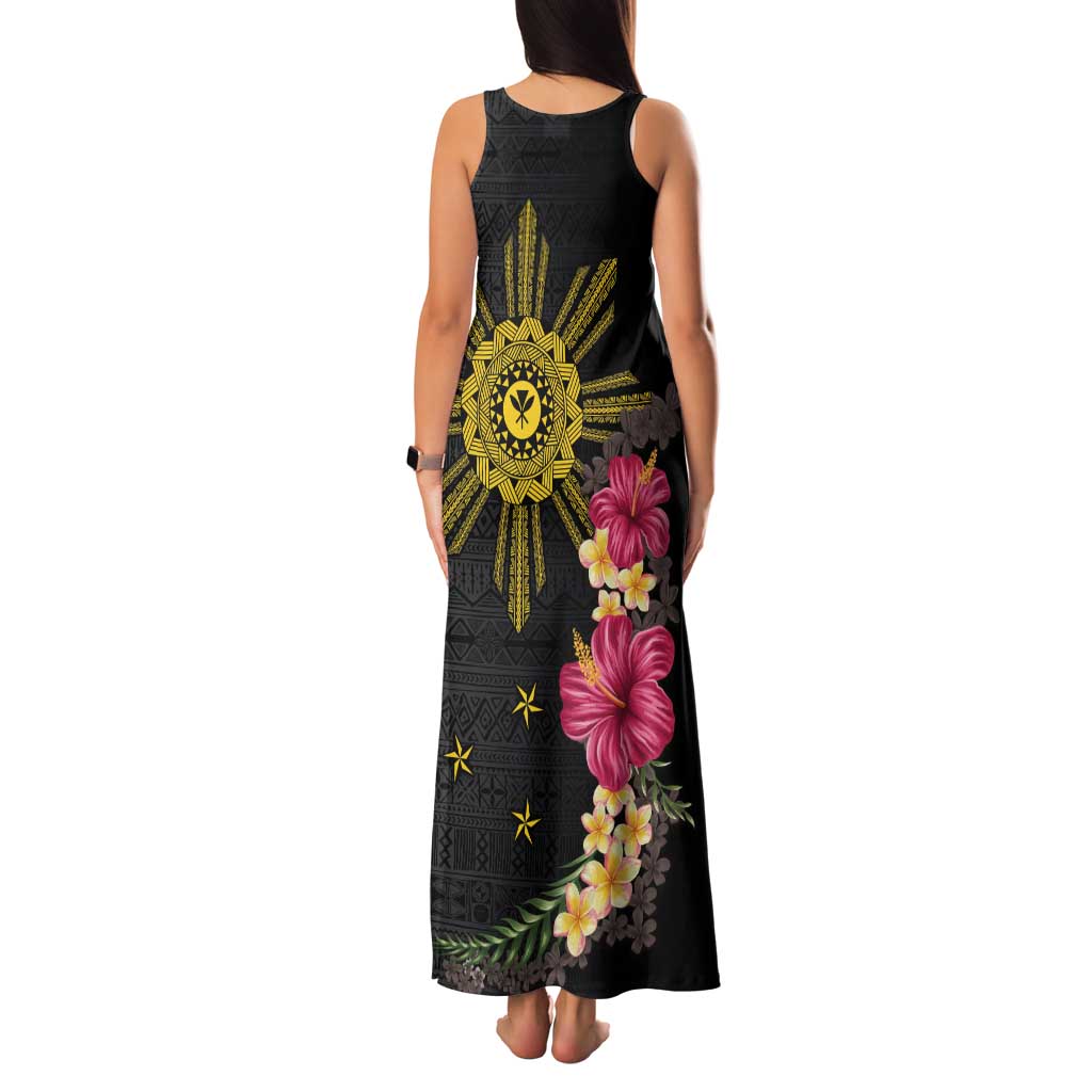 Hawaii and Philippines Together Family Matching Tank Maxi Dress and Hawaiian Shirt Hibiscus Flower and Sun Badge Polynesian Pattern Coloful LT03 - Polynesian Pride