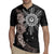 Hawaii and Philippines Together Rugby Jersey Hibiscus Flower and Sun Badge Polynesian Pattern Grayscale