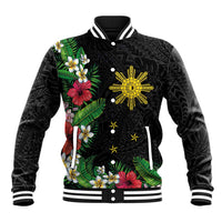 Tropical Hawaii and Philippines Baseball Jacket Kanaka Maoli and Sun Badge Batok Tattoo Colorful