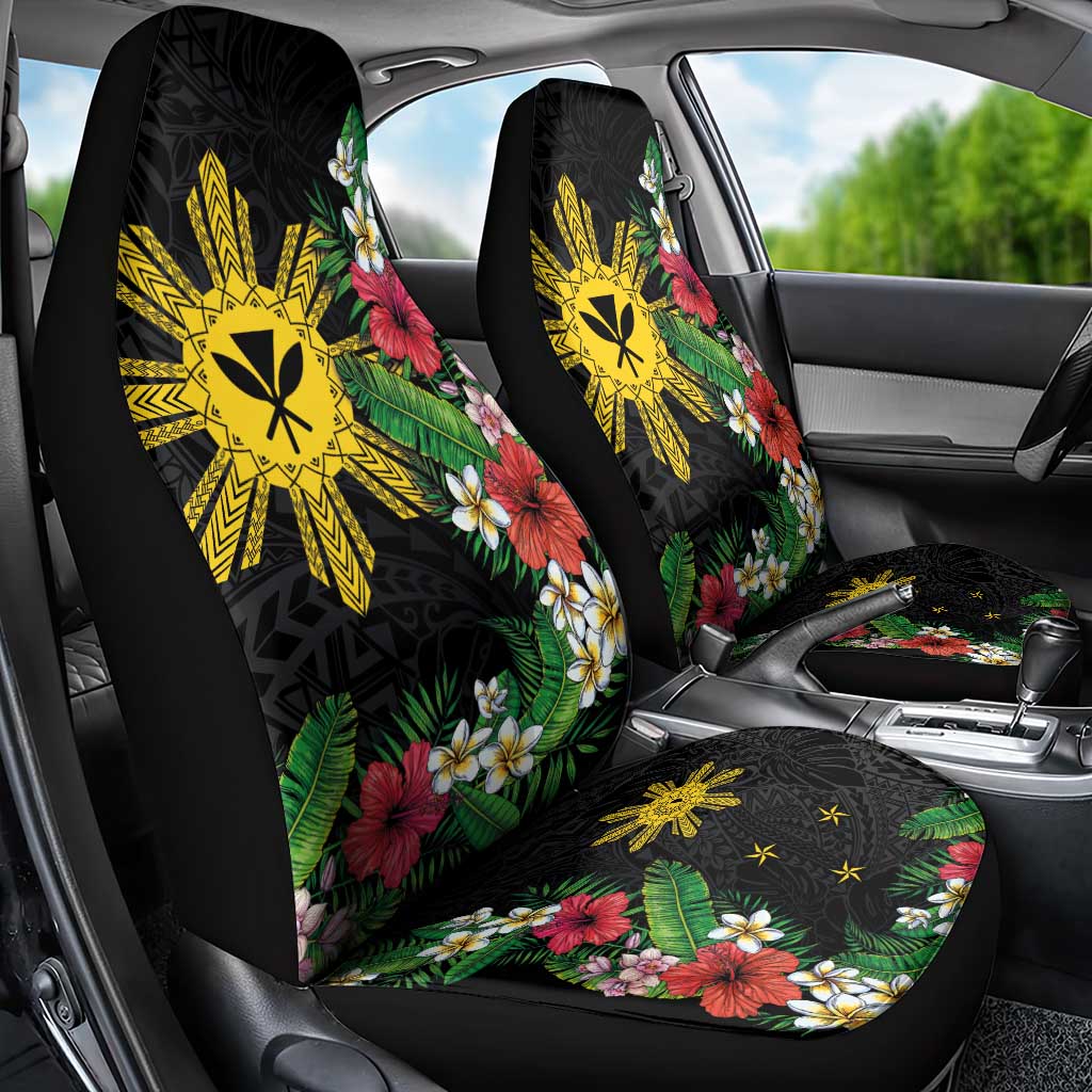 Tropical Hawaii and Philippines Car Seat Cover Kanaka Maoli and Sun Badge Batok Tattoo Colorful LT03 - Polynesian Pride