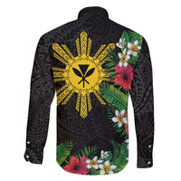 Tropical Hawaii and Philippines Family Matching Long Sleeve Bodycon Dress and Hawaiian Shirt Kanaka Maoli and Sun Badge Batok Tattoo Colorful LT03 - Polynesian Pride