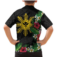 Tropical Hawaii and Philippines Family Matching Mermaid Dress and Hawaiian Shirt Kanaka Maoli and Sun Badge Batok Tattoo Colorful LT03 - Polynesian Pride