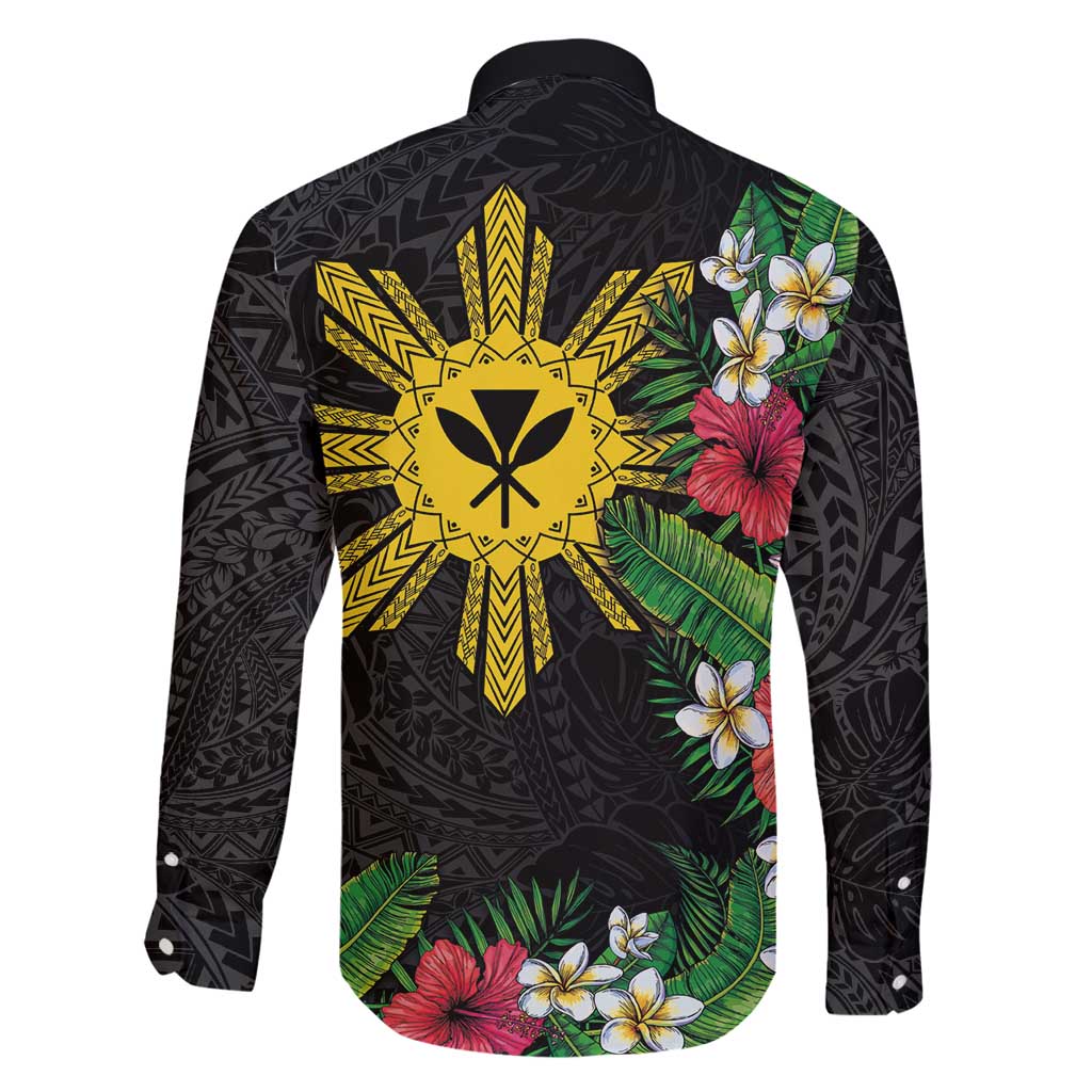Tropical Hawaii and Philippines Family Matching Off Shoulder Maxi Dress and Hawaiian Shirt Kanaka Maoli and Sun Badge Batok Tattoo Colorful LT03 - Polynesian Pride
