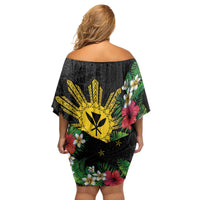Tropical Hawaii and Philippines Family Matching Off Shoulder Short Dress and Hawaiian Shirt Kanaka Maoli and Sun Badge Batok Tattoo Colorful LT03 - Polynesian Pride