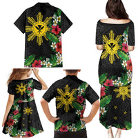 Tropical Hawaii and Philippines Family Matching Puletasi and Hawaiian Shirt Kanaka Maoli and Sun Badge Batok Tattoo Colorful LT03 - Polynesian Pride