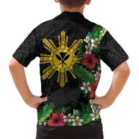 Tropical Hawaii and Philippines Family Matching Short Sleeve Bodycon Dress and Hawaiian Shirt Kanaka Maoli and Sun Badge Batok Tattoo Colorful LT03 - Polynesian Pride