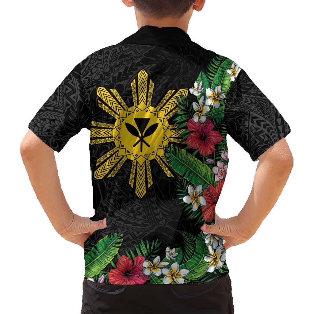 Tropical Hawaii and Philippines Family Matching Summer Maxi Dress and Hawaiian Shirt Kanaka Maoli and Sun Badge Batok Tattoo Colorful LT03 - Polynesian Pride