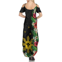 Tropical Hawaii and Philippines Family Matching Summer Maxi Dress and Hawaiian Shirt Kanaka Maoli and Sun Badge Batok Tattoo Colorful LT03 - Polynesian Pride