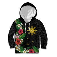 Tropical Hawaii and Philippines Kid Hoodie Kanaka Maoli and Sun Badge Batok Tattoo Colorful LT03 Hoodie Black - Polynesian Pride