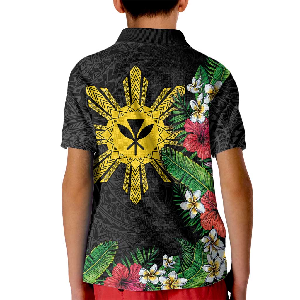 Tropical Hawaii and Philippines Kid Polo Shirt Kanaka Maoli and Sun Badge Batok Tattoo Colorful LT03 - Polynesian Pride