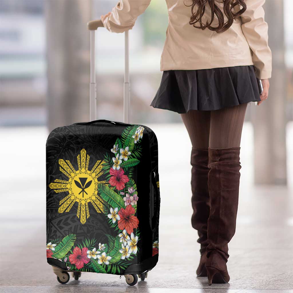 Tropical Hawaii and Philippines Luggage Cover Kanaka Maoli and Sun Badge Batok Tattoo Colorful LT03 - Polynesian Pride