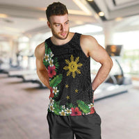 Tropical Hawaii and Philippines Men Tank Top Kanaka Maoli and Sun Badge Batok Tattoo Colorful