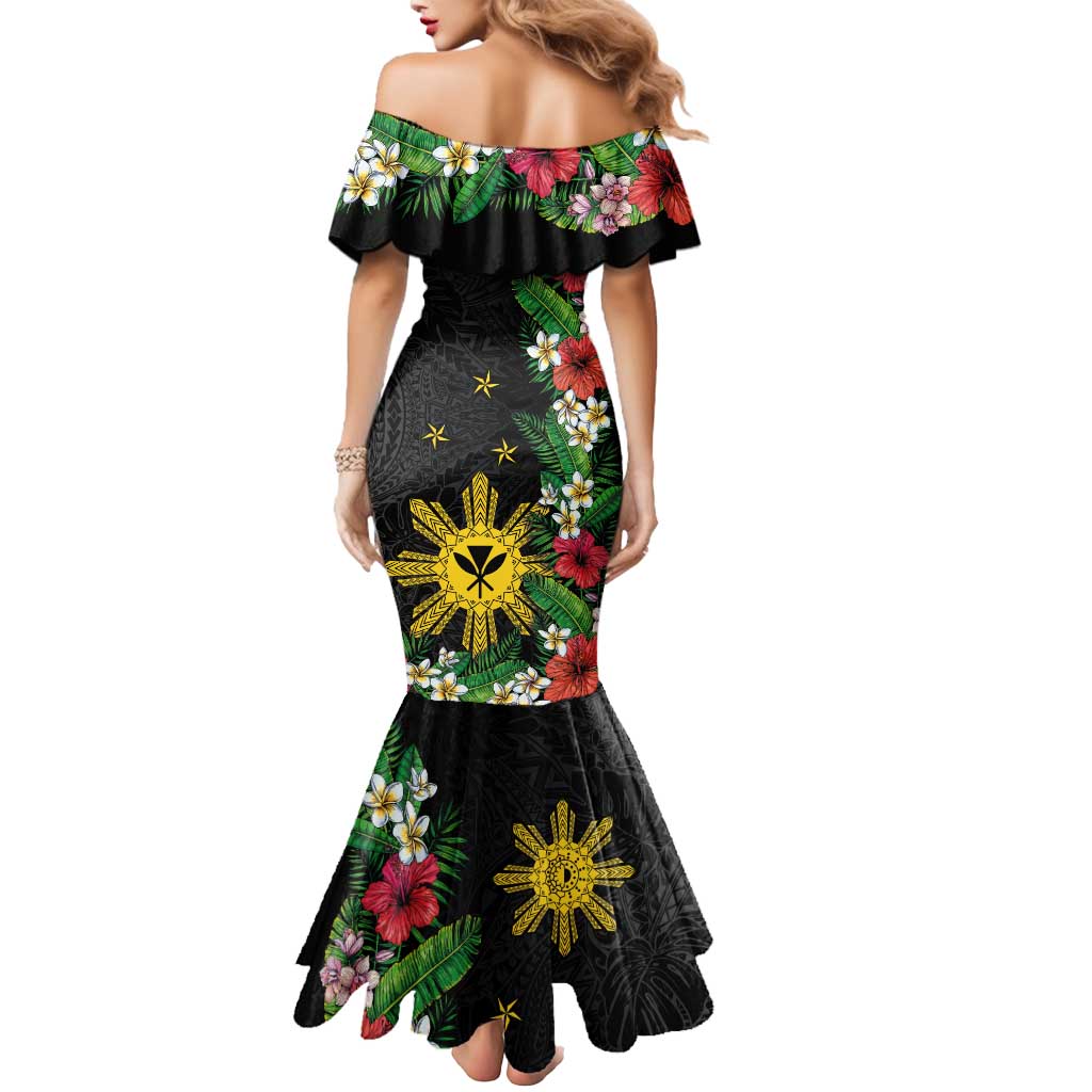 Tropical Hawaii and Philippines Mermaid Dress Kanaka Maoli and Sun Badge Batok Tattoo Colorful LT03 - Polynesian Pride