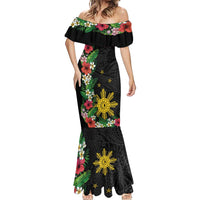 Tropical Hawaii and Philippines Mermaid Dress Kanaka Maoli and Sun Badge Batok Tattoo Colorful LT03 - Polynesian Pride