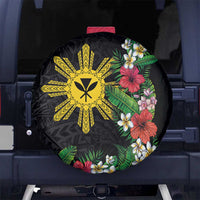 Tropical Hawaii and Philippines Spare Tire Cover Kanaka Maoli and Sun Badge Batok Tattoo Colorful LT03 - Polynesian Pride