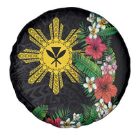 Tropical Hawaii and Philippines Spare Tire Cover Kanaka Maoli and Sun Badge Batok Tattoo Colorful LT03 - Polynesian Pride
