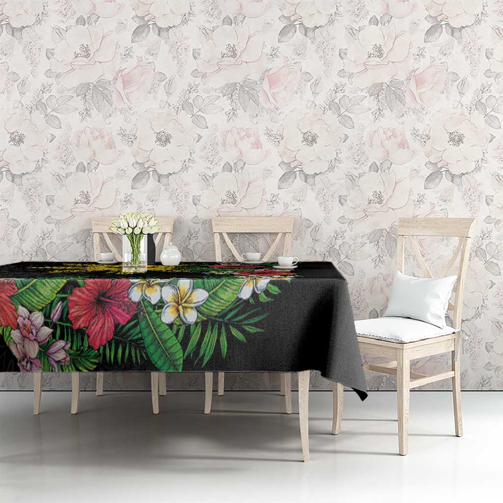 Tropical Hawaii and Philippines Tablecloth Kanaka Maoli and Sun Badge Batok Tattoo Colorful