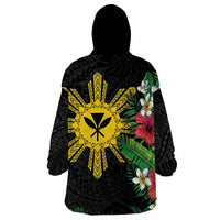 Tropical Hawaii and Philippines Wearable Blanket Hoodie Kanaka Maoli and Sun Badge Batok Tattoo Colorful LT03 - Polynesian Pride