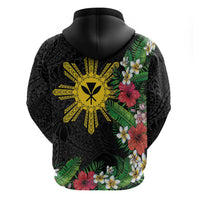 Tropical Hawaii and Philippines Zip Hoodie Kanaka Maoli and Sun Badge Batok Tattoo Colorful LT03 - Polynesian Pride