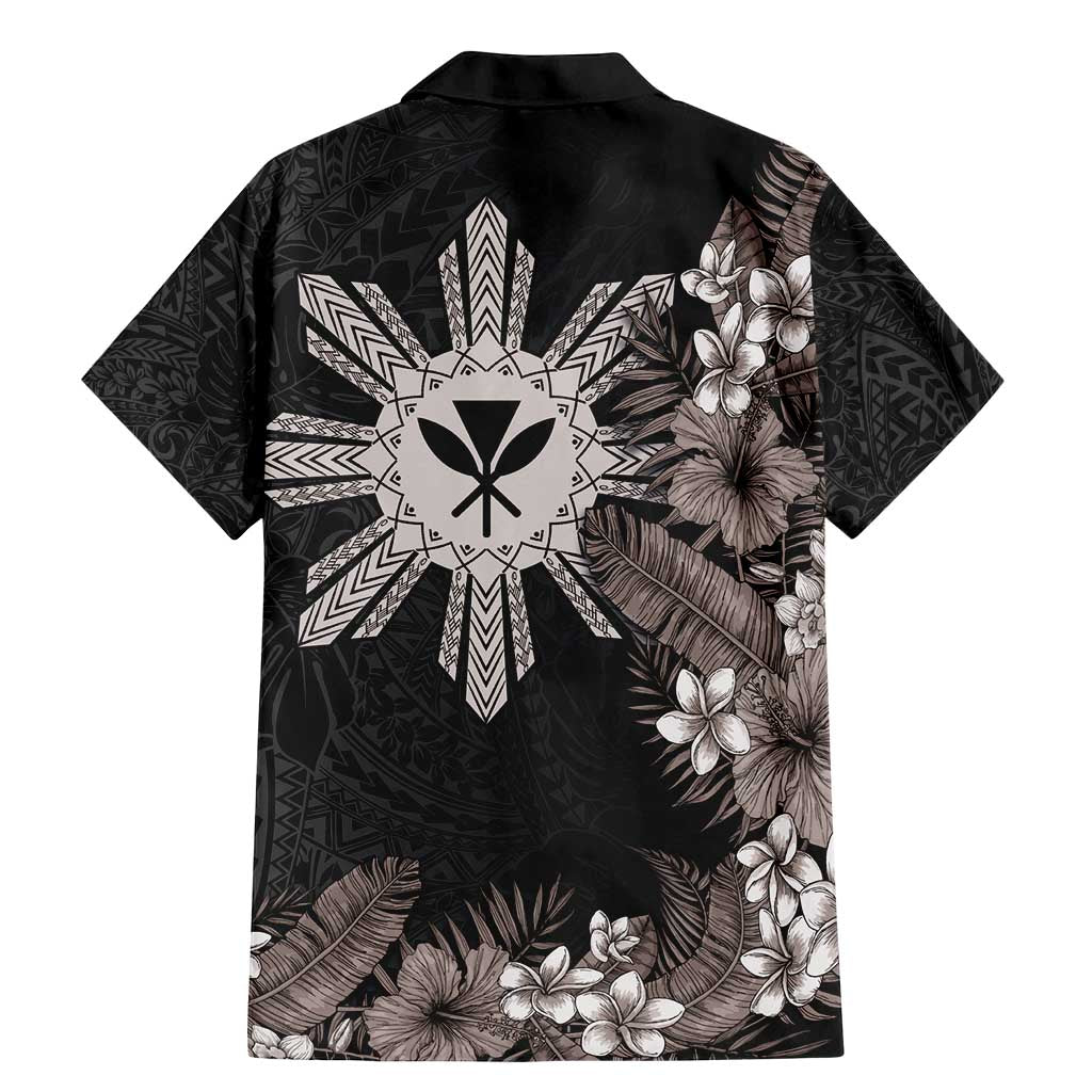 Tropical Hawaii and Philippines Family Matching Mermaid Dress and Hawaiian Shirt Kanaka Maoli and Sun Badge Batok Tattoo Grayscale LT03 - Polynesian Pride