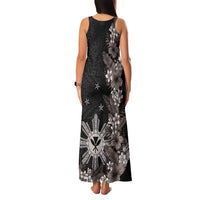 Tropical Hawaii and Philippines Family Matching Tank Maxi Dress and Hawaiian Shirt Kanaka Maoli and Sun Badge Batok Tattoo Grayscale LT03 - Polynesian Pride