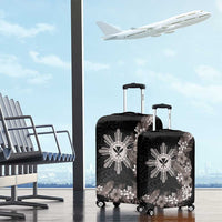 Tropical Hawaii and Philippines Luggage Cover Kanaka Maoli and Sun Badge Batok Tattoo Grayscale